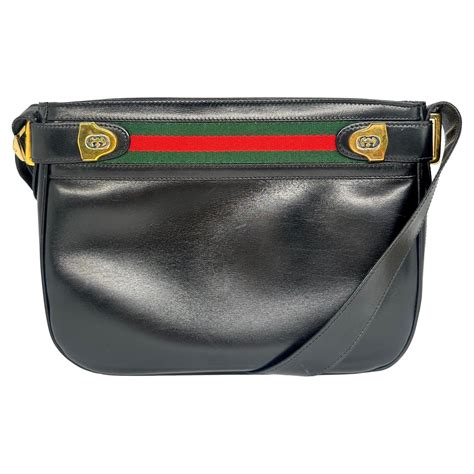 Gucci Leather Vintage Sherry Web Line Leather Crossbody